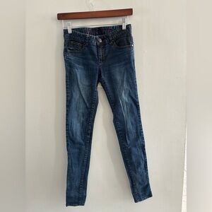 Guess Vintage Y2K 90s Jeans Rhinestones Skinny Sz. 25 Dark Wash Zipper Pocket